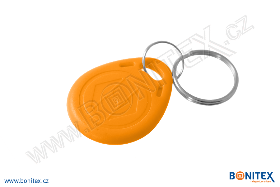 Klíčenka-ABS-35x28-tl.6mm-s RFID-125 kHz-oranžová, čip: EM4102. - bonitex