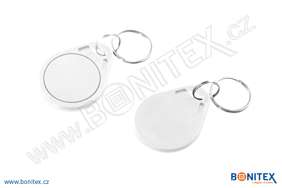 Klíčenka-ABS-40x32-tl.4,2mm-s RFID-125 kHz-bílá, čip: EM4102. - bonitex