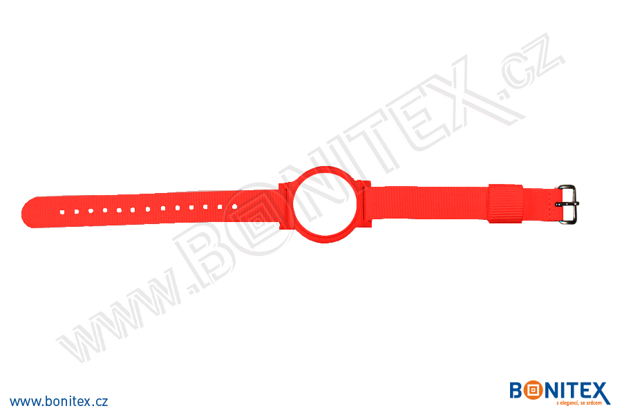 Náramek-nylon-260-275x17mm,kov.spona 1-s RFID-125 kHz-červený/č.červeno-bílý... - bonitex