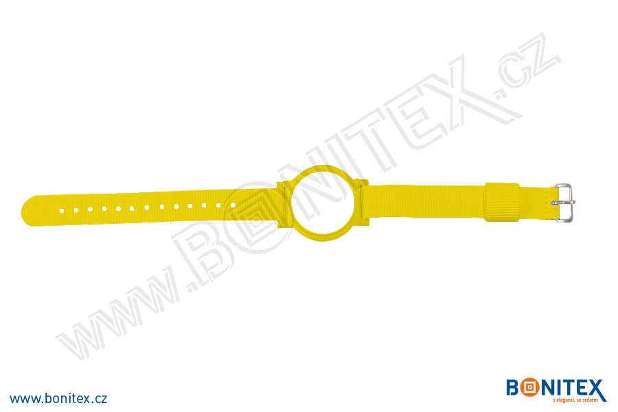 Náramek-nylon-260-275x17mm,kov.spona 1-s RFID-13,56 MHz-žlutý/č.žluto-bílý