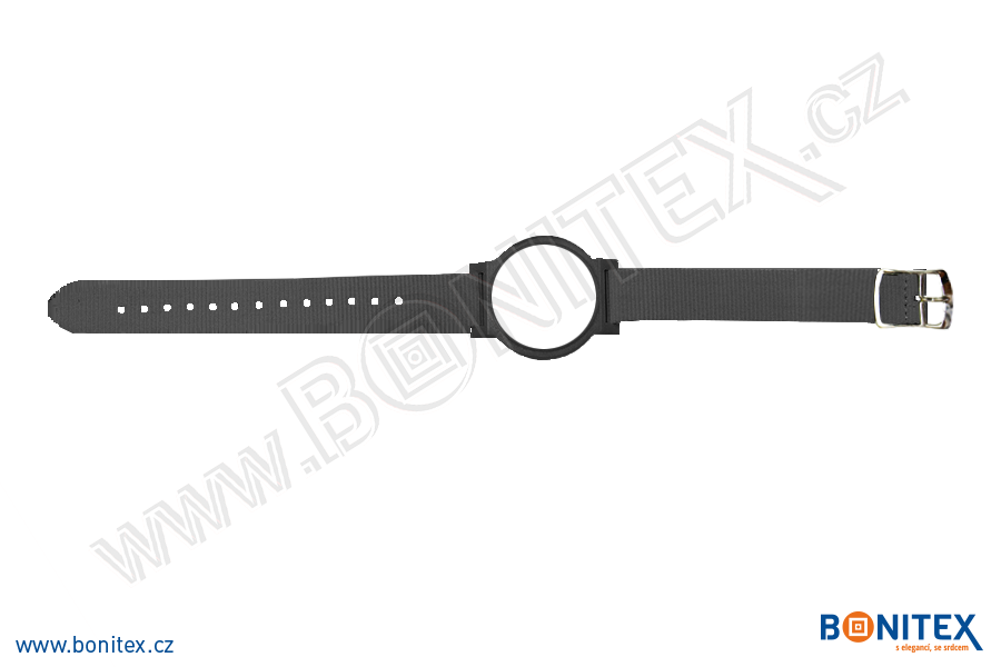 Náramek-nylon-260-275x15mm,kov.spona 2-s RFID-13,56 MHz-černý/č.černo-bílý... - bonitex