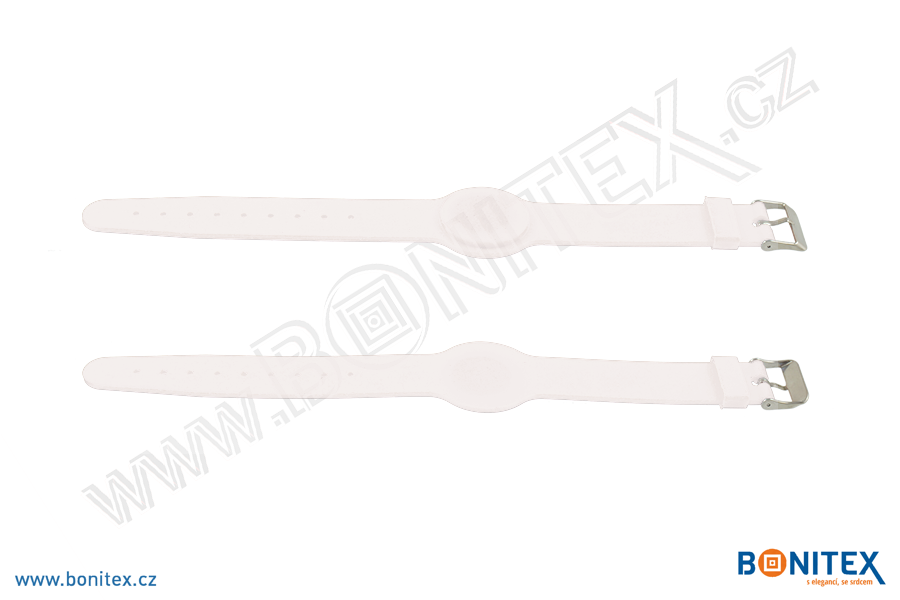 Náramek-silikon-242x20/35mm,kov.spona-s RFID-13,56 MHz-bílý, čip: NXP-Mifare... - bonitex