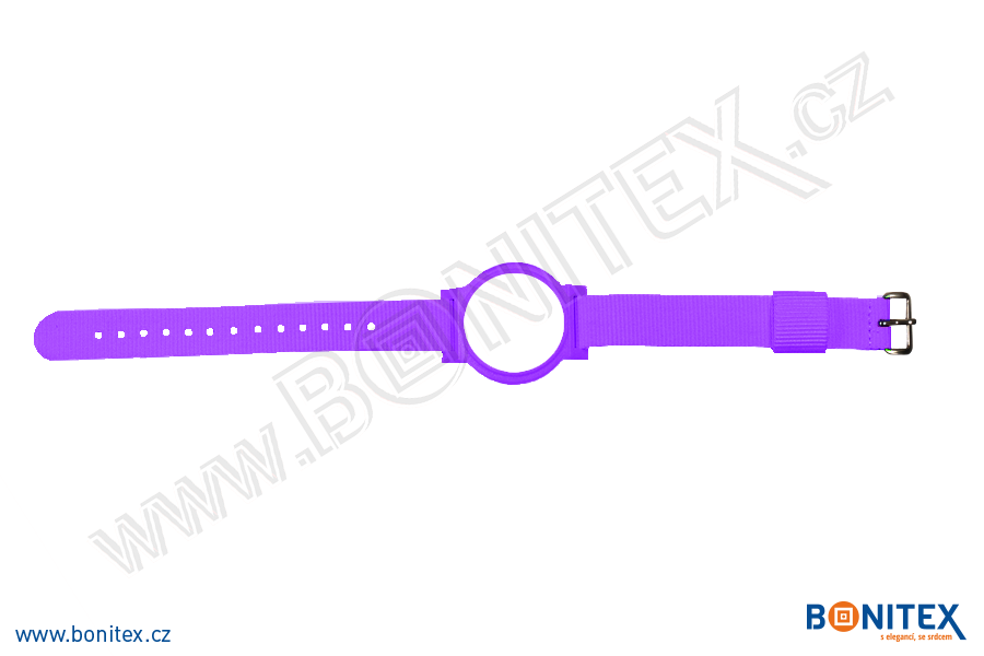 Náramek-nylon-260-275x15mm,kov.spona 1-s RFID-125 kHz-fialový/č.fialovo-bílý... - bonitex