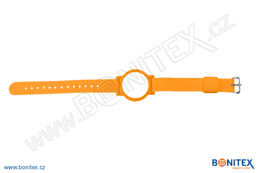 Náramek-nylon-260-275x17mm,kov.spona 2-s RFID-125 kHz-oranžový/č.oranžový