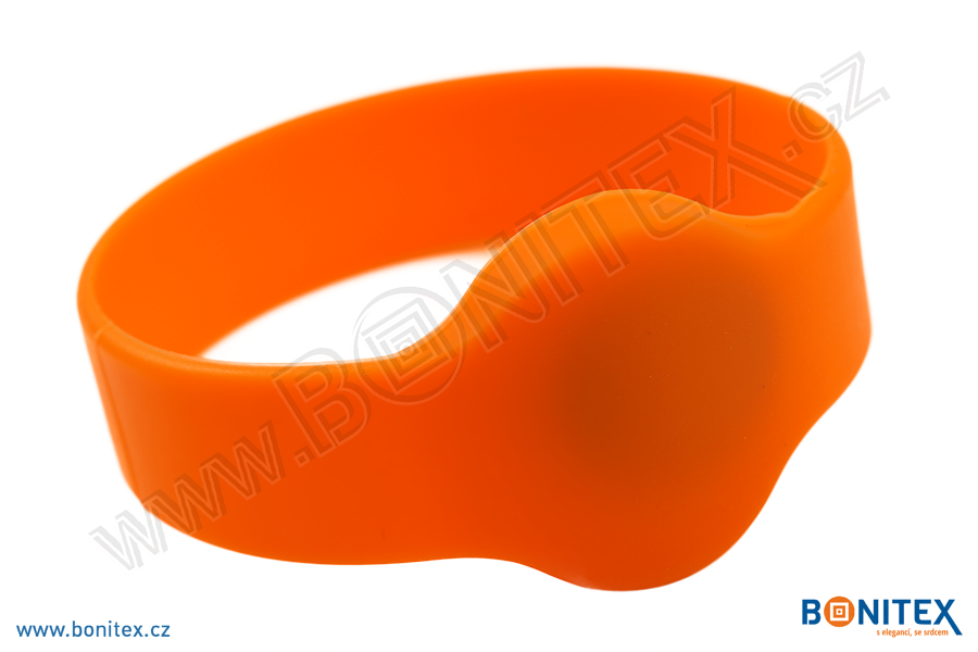 Náramek-silikon-kruh,pr.45mm-s RFID-13,56 MHz-oranžový, čip: NXP-Mifare... - bonitex