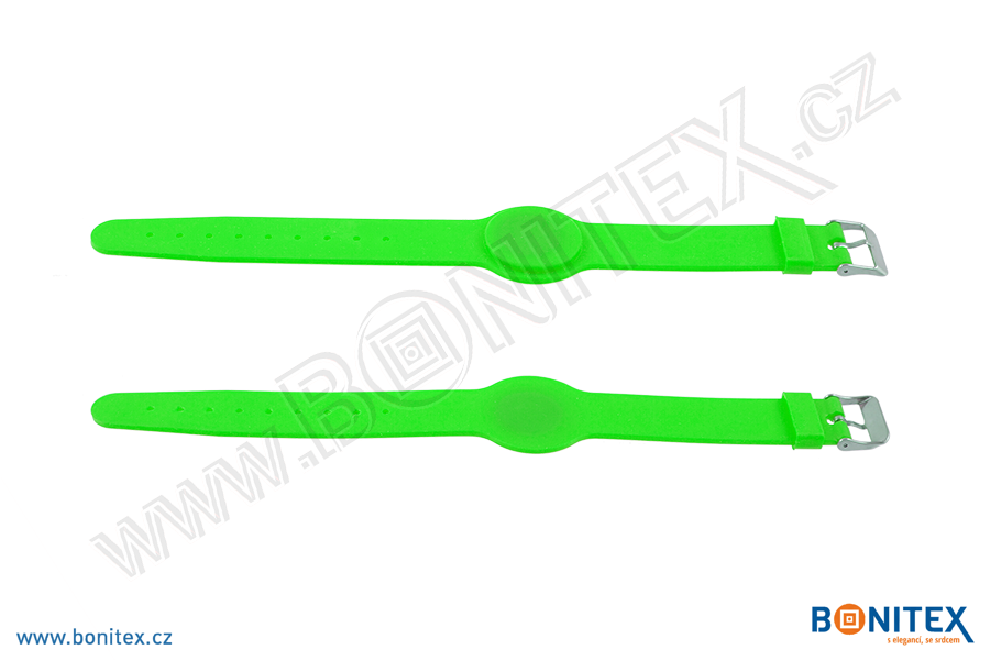 Náramek-silikon-242x20/35mm,kov.spona-s RFID-125kHz-zelený, čip: Atmel-ATA5577 - bonitex