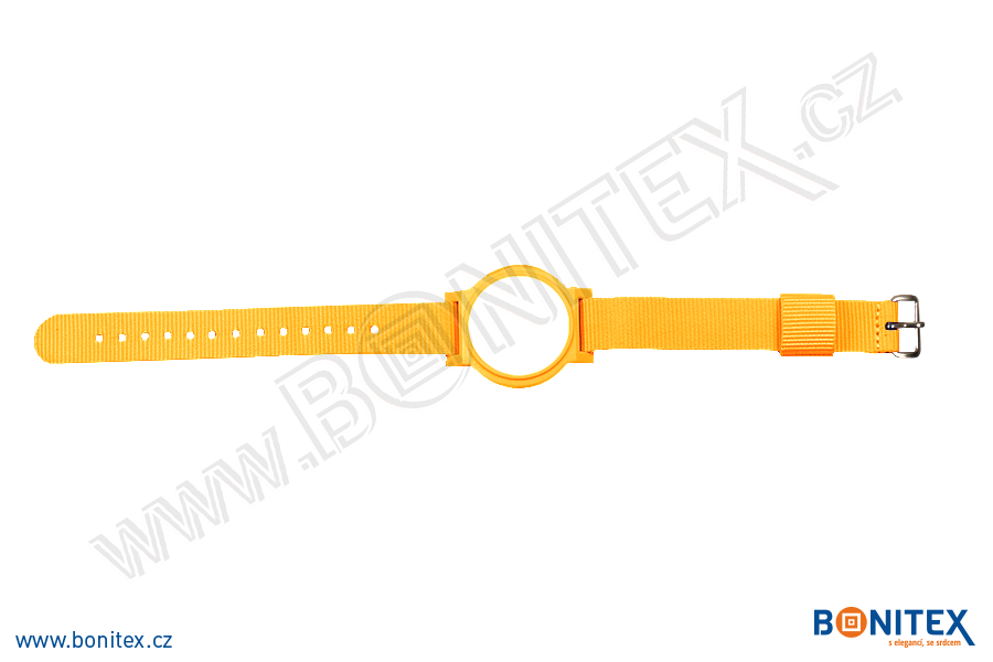 Náramek-nylon-260-275x17mm,kov.spona 1-s RFID-125 kHz-oranžový/č.oranžovo-bílý  - bonitex