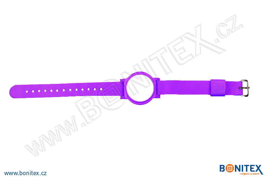 Náramek-nylon-260-275x17mm,kov.spona 1-s RFID-13,56 MHz-fialový/č.fialovo-bílý - bonitex